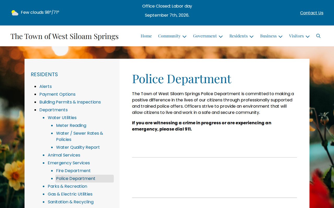 Screenshot of the listed West Siloam Springs Police Department page